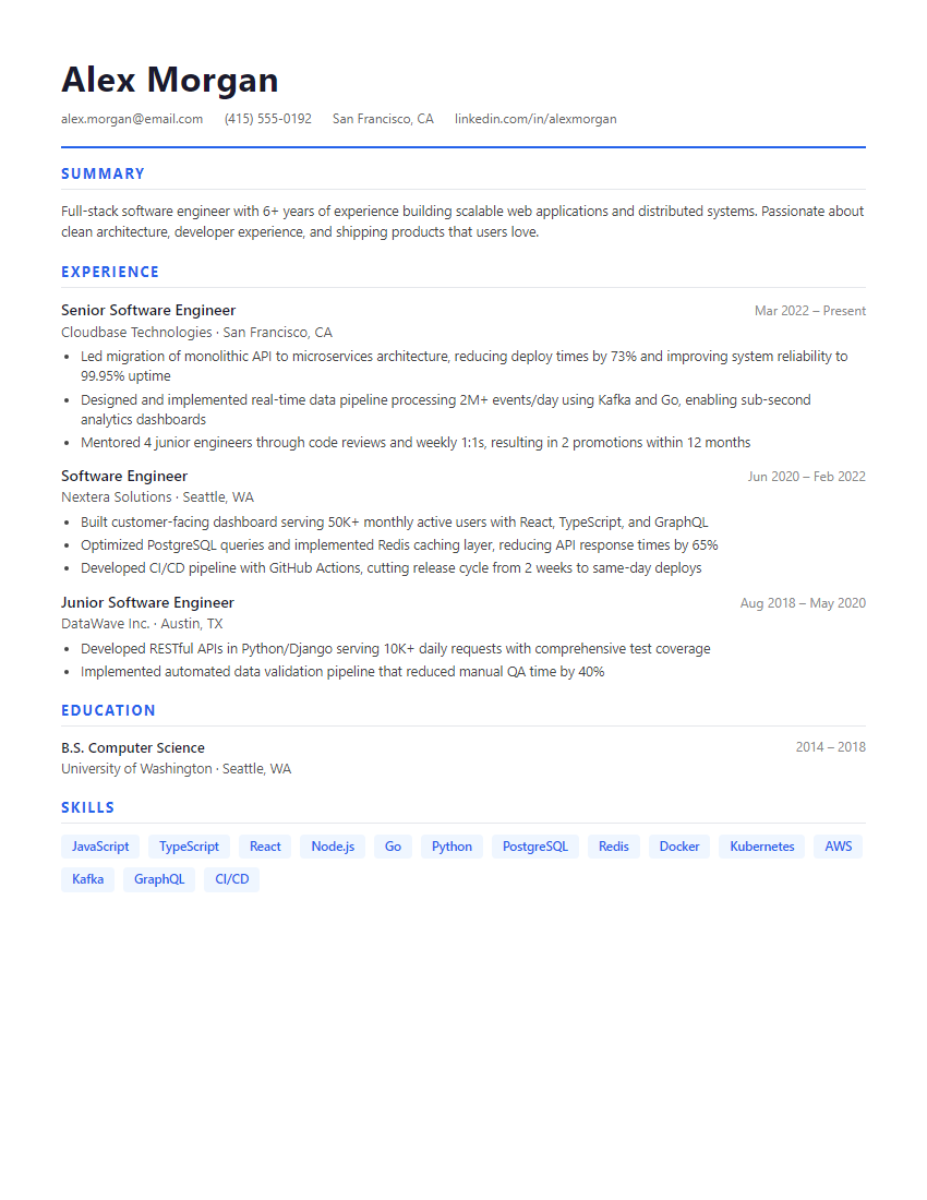 HiHired resume preview